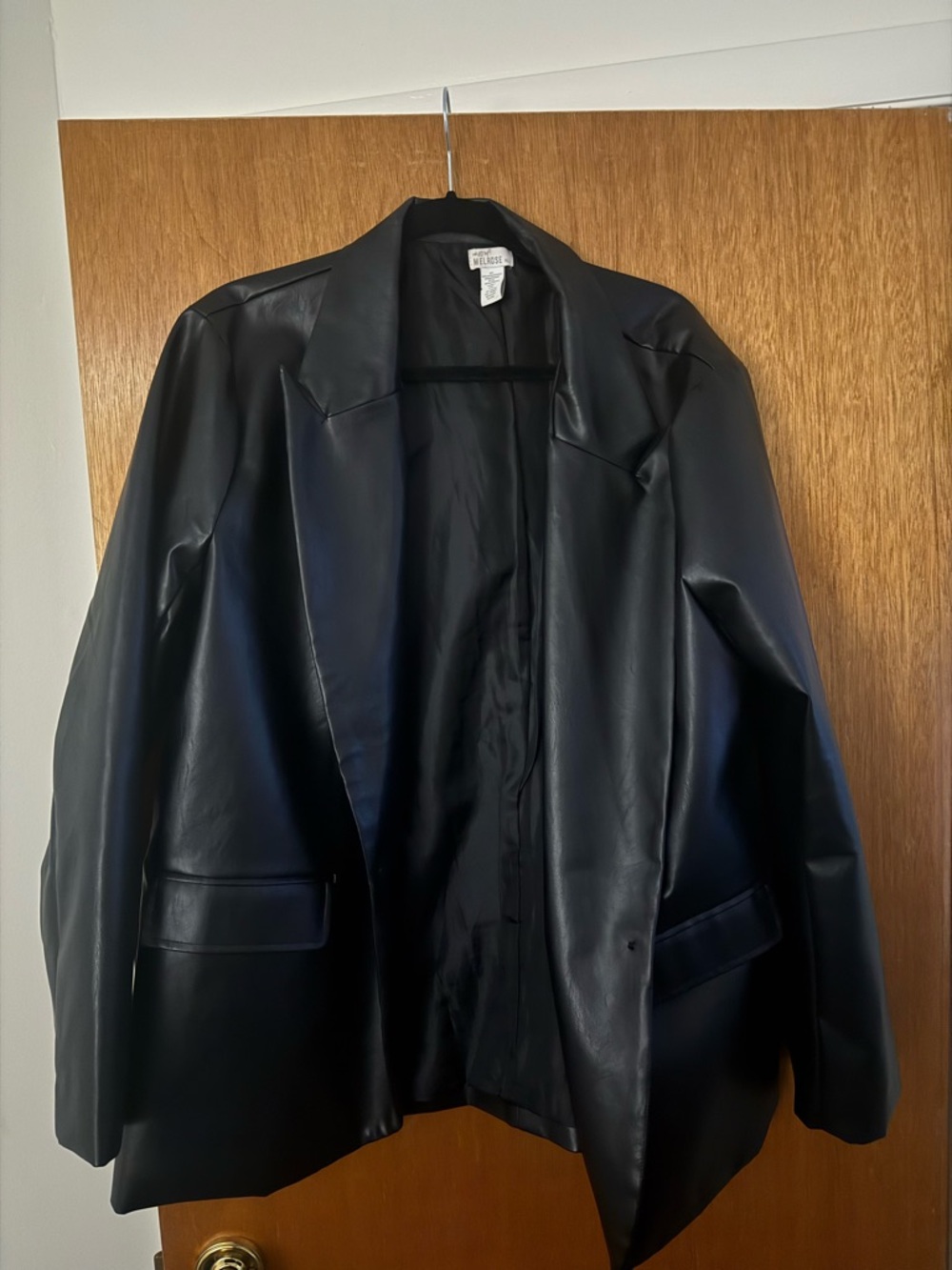 Black Faux Leather Blazer Jacket - Men